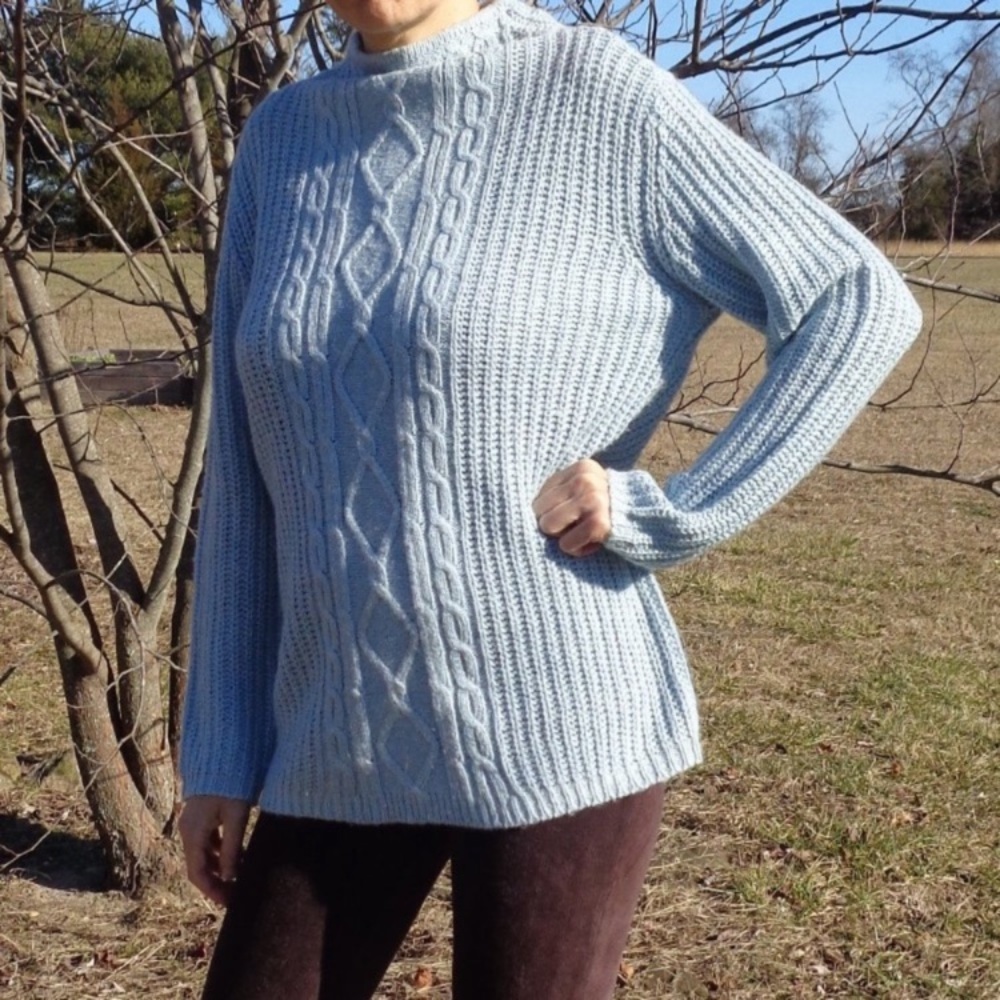 Y2K Vintage pastel blue pullover sweater 6% wool 5% mohair - Picture 4 of 17
